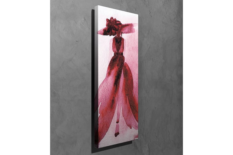 Lerretsbilde - Elegant kvinne i rød kjole med stor hatt - Rød / Rosa - Innredning - Bilder & kunst - Lerretsbilder