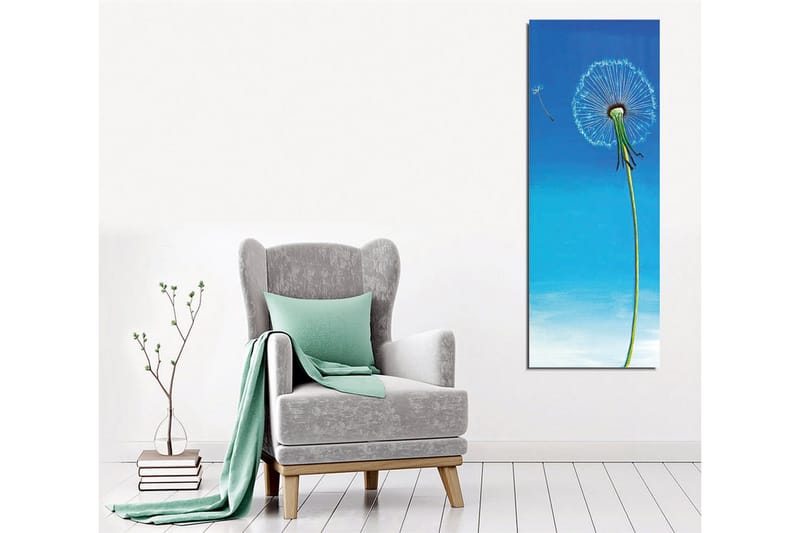 Lerretsbilde - Følfot med blå bakgrunn - Blå / Grønn / Hvit - Innredning - Bilder & kunst - Lerretsbilder