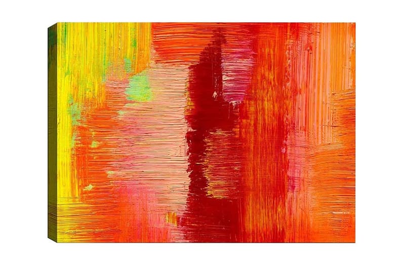 Lerretsbilde - Fargerik abstrakt komposisjon med elementer av rødt og oransje - Rød / Oransje / Gul - Innredning - Bilder & kunst - Lerretsbilder