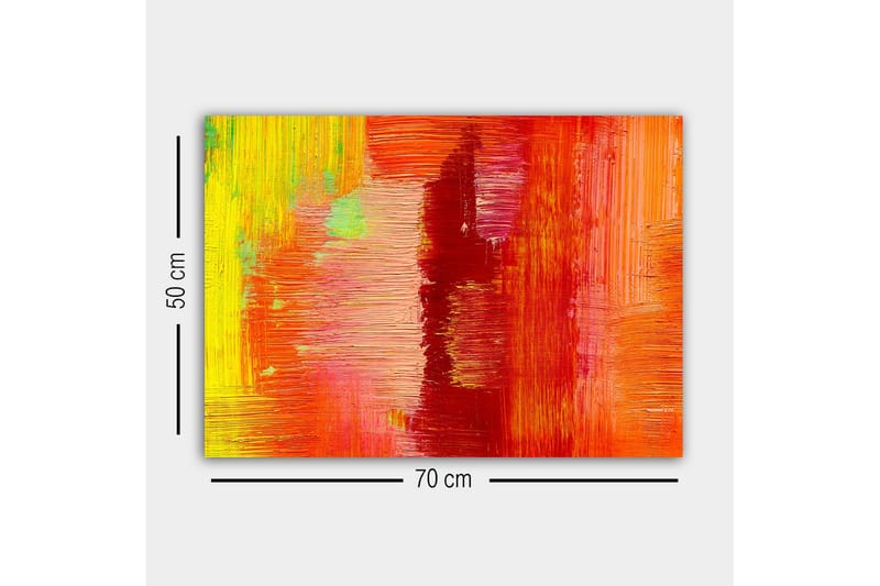 Lerretsbilde - Fargerik abstrakt komposisjon med elementer av rødt og oransje - Rød / Oransje / Gul - Innredning - Bilder & kunst - Lerretsbilder