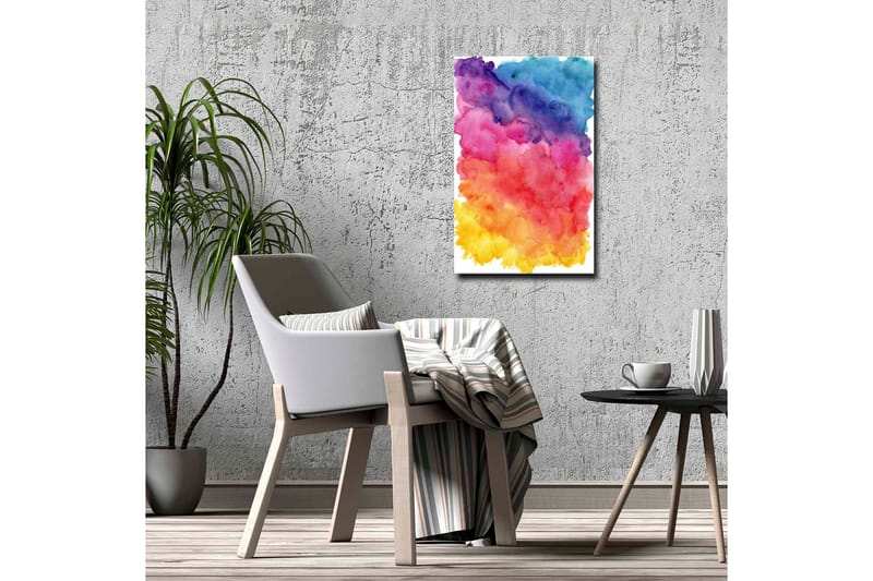 Lerretsbilde - Fargerik abstrakt komposisjon med myke overganger - Lilla / Rosa / Gul - Innredning - Bilder & kunst - Lerretsbilder