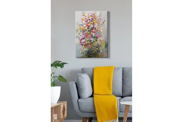 Lerretsbilde - Fargerik blomsterbukett - Rosa / Gul / Grønn - Innredning - Bilder & kunst - Lerretsbilder