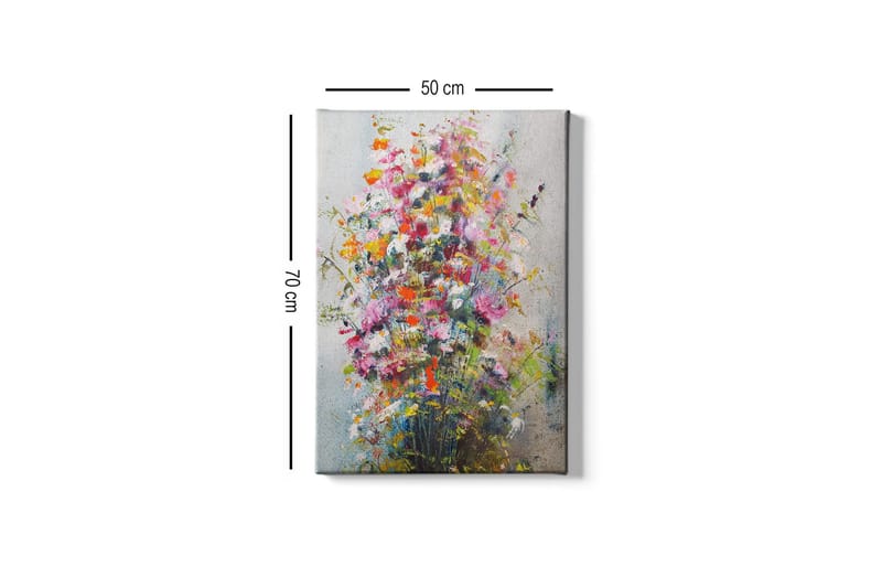 Lerretsbilde - Fargerik blomsterbukett - Rosa / Gul / Grønn - Innredning - Bilder & kunst - Lerretsbilder