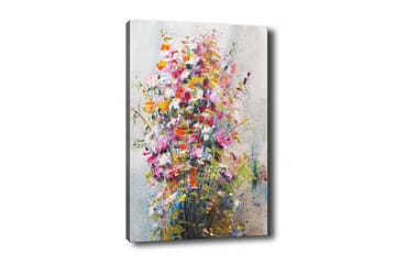 Lerretsbilde - Fargerik blomsterbukett - Rosa / Gul / Grønn - Innredning - Bilder & kunst - Lerretsbilder