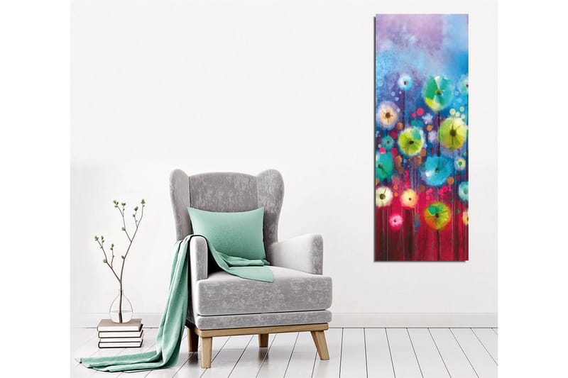 Lerretsbilde - Fargerik blomstereng med abstrakte blomster - Blå / Grønn / Rød - Innredning - Bilder & kunst - Lerretsbilder