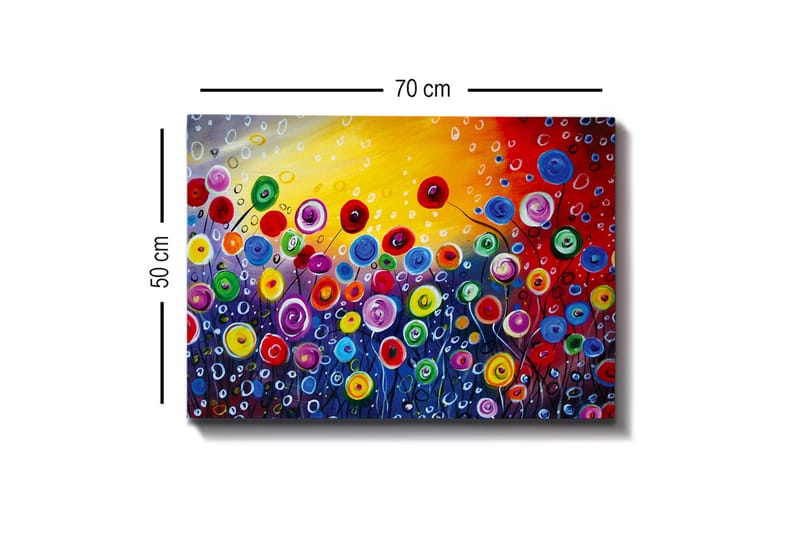 Lerretsbilde - Fargerik blomstereng med spirende blomster - Rød / Grønn / Blå - Innredning - Bilder & kunst - Lerretsbilder