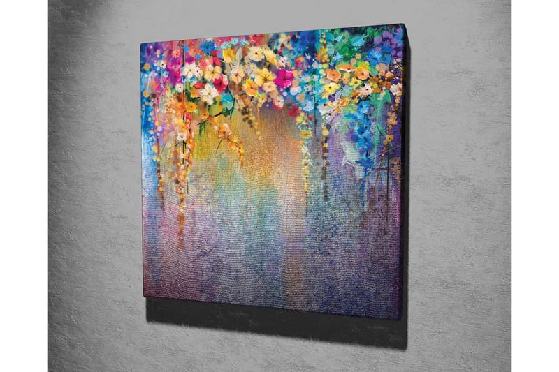 Lerretsbilde - Fargerik blomsterkomposisjon med hengende blomster - Lilla / Grønn / Rosa - Innredning - Bilder & kunst - Lerretsbilder