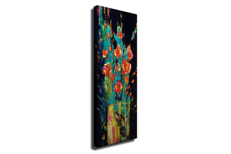 Lerretsbilde - Fargerik bukett med roser i en vase, Rød / Grønn / Gul