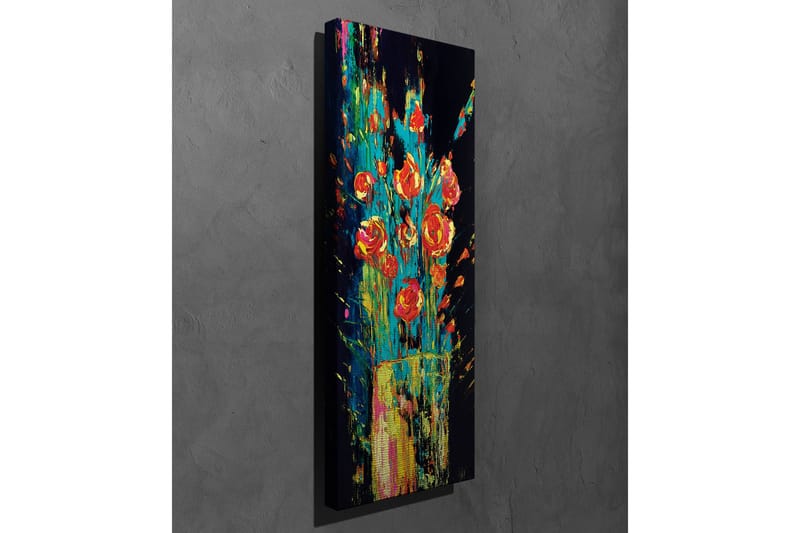 Lerretsbilde - Fargerik bukett med roser i en vase - Rød / Grønn / Gul - Innredning - Bilder & kunst - Lerretsbilder