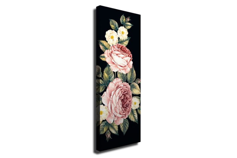 Lerretsbilde - Fargerik bukett med roser og blomster, Rosa / Grønn / Hvit