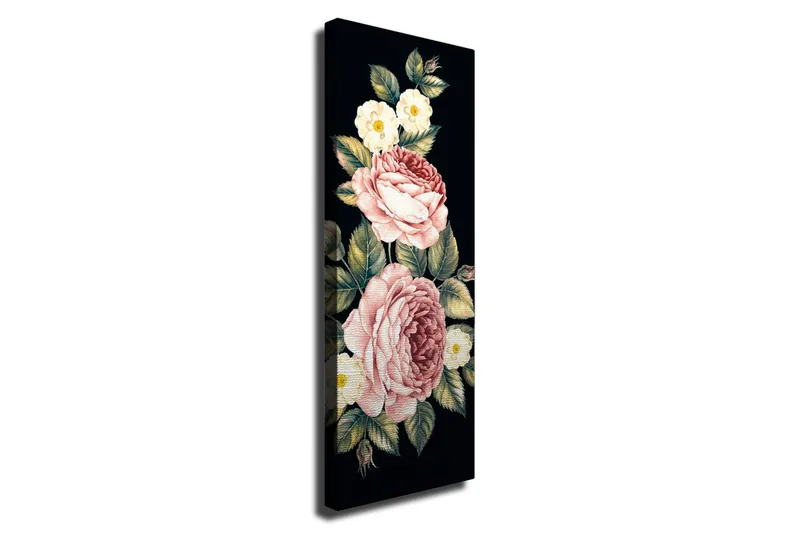 Lerretsbilde - Fargerik bukett med roser og blomster, Rosa / Grønn / Hvit