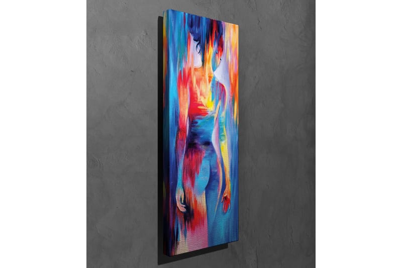 Lerretsbilde - Fargerik figur med abstrakte former og bevegelser - Blå / Rød / Gul - Innredning - Bilder & kunst - Lerretsbilder