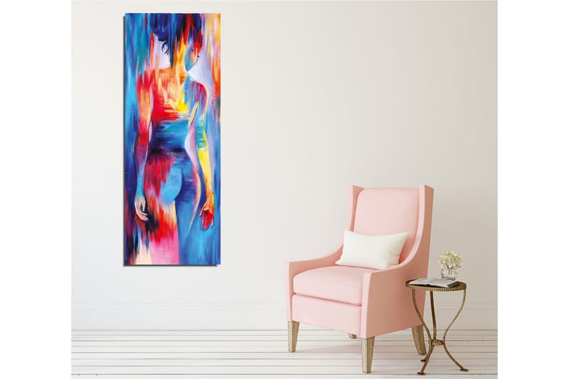 Lerretsbilde - Fargerik figur med abstrakte former og bevegelser - Blå / Rød / Gul - Innredning - Bilder & kunst - Lerretsbilder