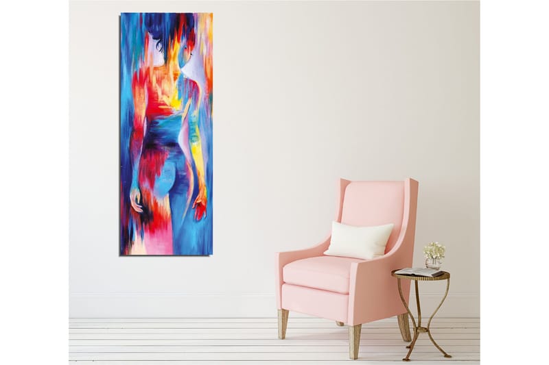 Lerretsbilde - Fargerik figur med abstrakte former og bevegelser - Blå / Rød / Gul - Innredning - Bilder & kunst - Lerretsbilder