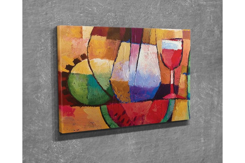 Lerretsbilde - Fargerik stillhet med glass og frukt - Grønn / Rød / Lilla - Innredning - Bilder & kunst - Lerretsbilder