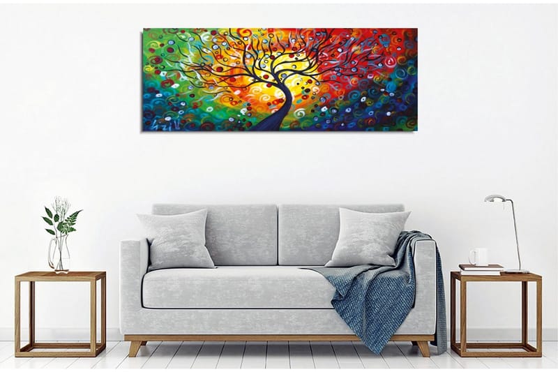 Lerretsbilde - Fargerik trekonstellasjon med spiraler og sirkler - Rød / Grønn / Blå - Innredning - Bilder & kunst - Lerretsbilder