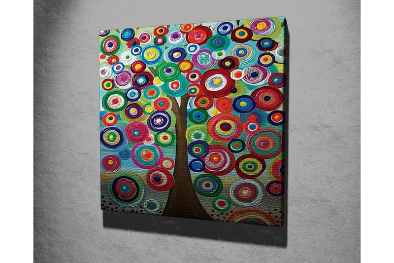 Lerretsbilde - Fargerik trekrone med sirkulære former - Grønn / Rød / Blå - Innredning - Bilder & kunst - Lerretsbilder