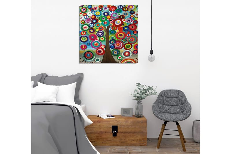 Lerretsbilde - Fargerik trekrone med sirkulære former - Grønn / Rød / Blå - Innredning - Bilder & kunst - Lerretsbilder