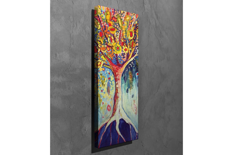 Lerretsbilde - Fargerik trekunst med blomstrende grener - Gul / Rød / Blå - Innredning - Bilder & kunst - Lerretsbilder