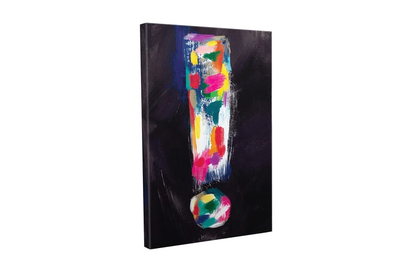 Lerretsbilde - Fargerik utropstegnkomposisjon, Mørk blå / Rosa / Grønn