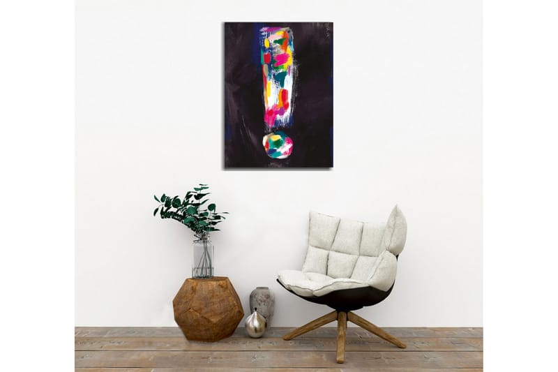 Lerretsbilde - Fargerik utropstegnkomposisjon - Mørk blå / Rosa / Grønn - Innredning - Bilder & kunst - Lerretsbilder