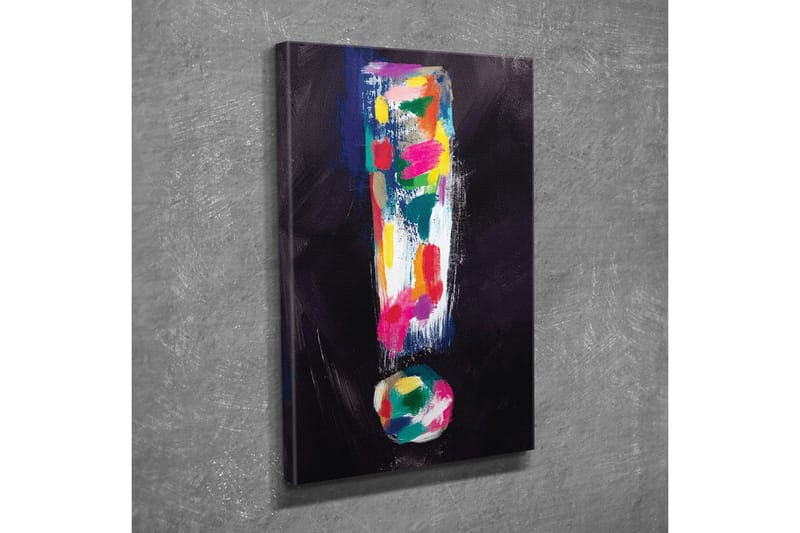 Lerretsbilde - Fargerik utropstegnkomposisjon - Mørk blå / Rosa / Grønn - Innredning - Bilder & kunst - Lerretsbilder
