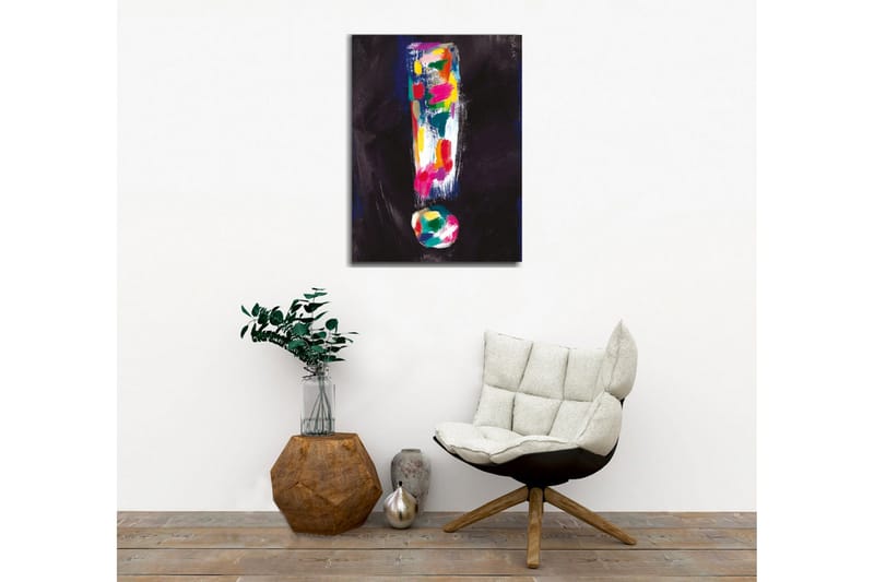 Lerretsbilde - Fargerik utropstegnkomposisjon - Mørk blå / Rosa / Grønn - Innredning - Bilder & kunst - Lerretsbilder