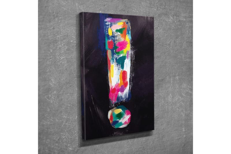 Lerretsbilde - Fargerik utropstegnkomposisjon - Mørk blå / Rosa / Grønn - Innredning - Bilder & kunst - Lerretsbilder