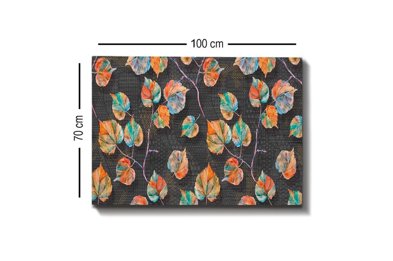 Lerretsbilde - Fargerike blader i en harmonisk komposisjon - Grønn / Oransje / Blå - Innredning - Bilder & kunst - Lerretsbilder