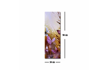 Lerretsbilde - Fargerike sommerfugler i et abstrakt naturmiljø - Lilla / Gull / Blå - Innredning - Bilder & kunst - Lerretsbilder