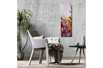 Lerretsbilde - Fargerike sommerfugler i et abstrakt naturmiljø - Lilla / Gull / Blå - Innredning - Bilder & kunst - Lerretsbilder