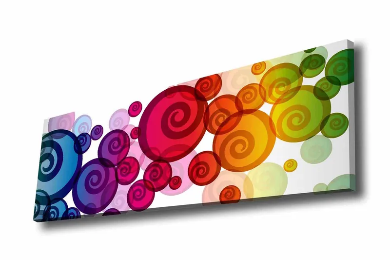 Lerretsbilde - Fargerike spiraler i forskjellige størrelser, Rød / Grønn / Blå