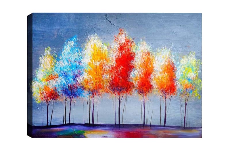 Lerretsbilde - Fargerike trær i høstfarger, Rød / Oransje / Blå