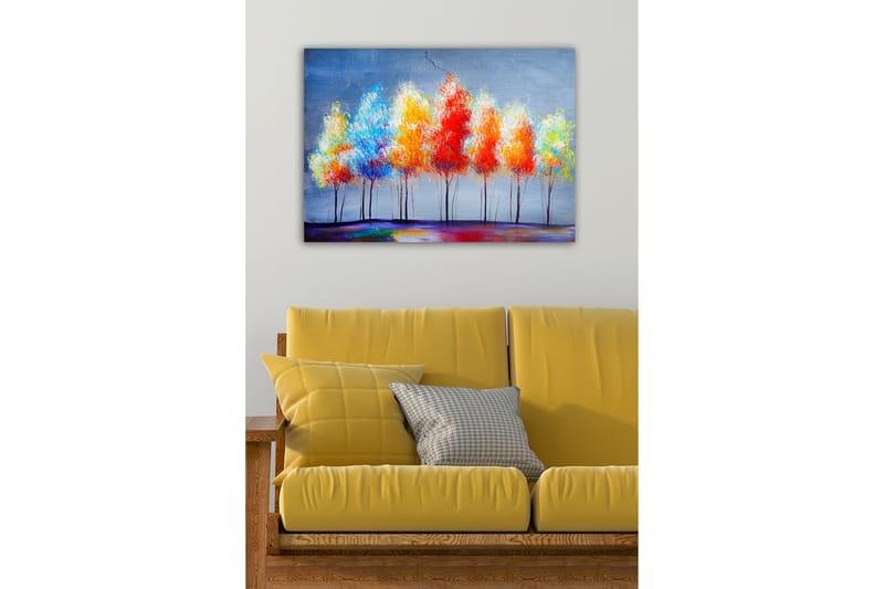 Lerretsbilde - Fargerike trær i høstfarger - Rød / Oransje / Blå - Innredning - Bilder & kunst - Lerretsbilder