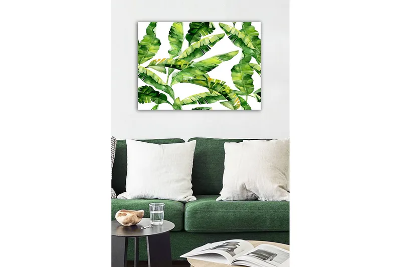 Lerretsbilde - Frodig løvverk med tropiske planter - Mørkegrønn / Lysegrønn / Gulgrønn - Innredning - Bilder & kunst - Lerretsbilder