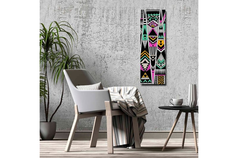 Lerretsbilde - Geometrisk komposisjon med fargerike mønstre - Svart / Turkis / Rosa - Innredning - Bilder & kunst - Lerretsbilder