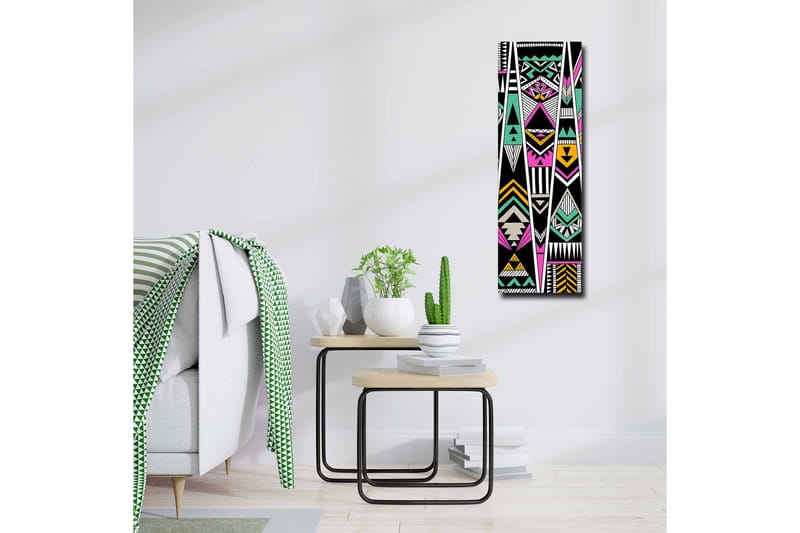 Lerretsbilde - Geometrisk komposisjon med fargerike mønstre - Svart / Turkis / Rosa - Innredning - Bilder & kunst - Lerretsbilder