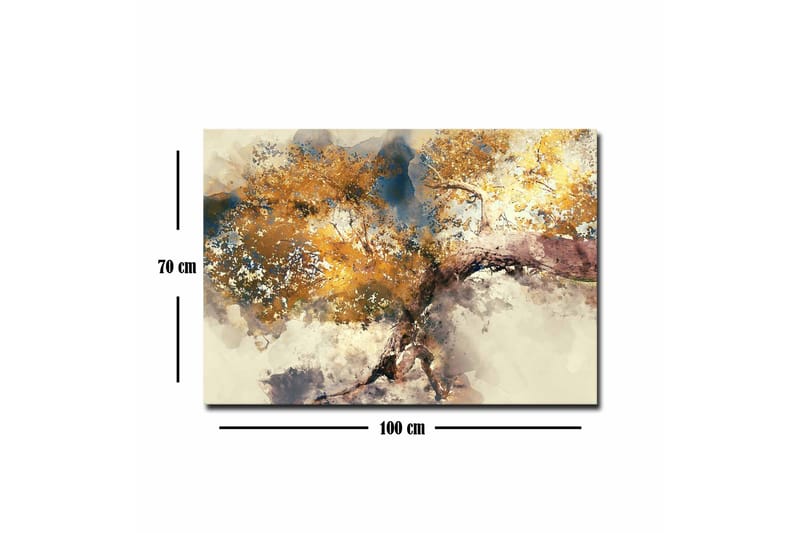 Lerretsbilde - Gyldne tregrener mot en myk bakgrunn - Gull / Brun / Blå - Innredning - Bilder & kunst - Lerretsbilder