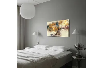 Lerretsbilde - Gyldne tregrener mot en myk bakgrunn - Gull / Brun / Blå - Innredning - Bilder & kunst - Lerretsbilder