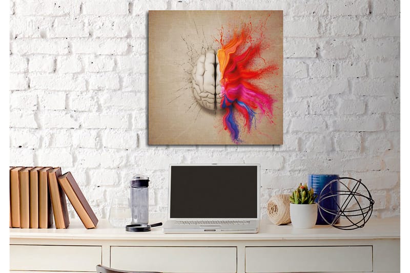Lerretsbilde - Hjernen sprenger av fargerike eksplosjoner av kreativitet - Rød / Oransje / Rosa - Innredning - Bilder & kunst - Lerretsbilder