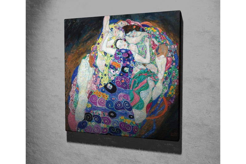 Lerretsbilde - Intim fellesskap mellom flere kvinner i en fargerik omfavnelse - Grønn / Lilla / Rosa - Innredning - Bilder & kunst - Lerretsbilder