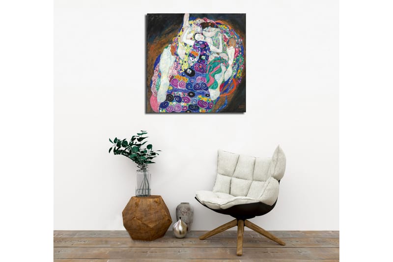 Lerretsbilde - Intim fellesskap mellom flere kvinner i en fargerik omfavnelse - Grønn / Lilla / Rosa - Innredning - Bilder & kunst - Lerretsbilder