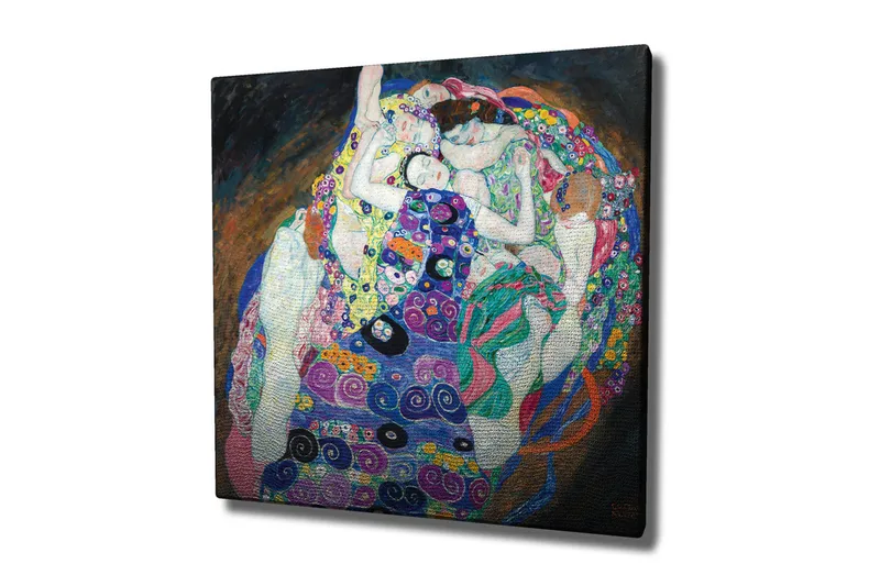 Lerretsbilde - Intim fellesskap mellom flere kvinner i en fargerik omfavnelse, Grønn / Lilla / Rosa