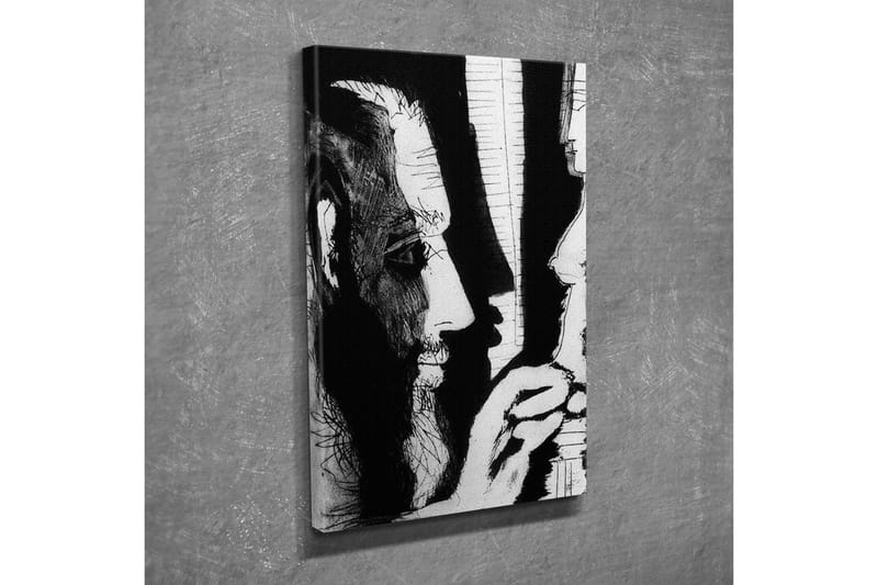 Lerretsbilde - Kontrastfylt portrett av to ansikter i dialog - Svart / Hvit - Innredning - Bilder & kunst - Lerretsbilder