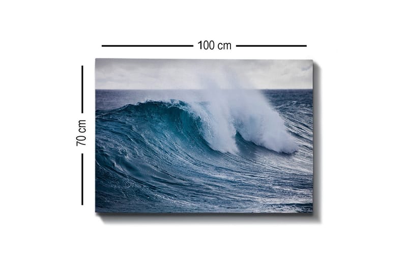 Lerretsbilde - Kraftig bølge som bryter mot overflaten - Turkis / Mørk blå / Hvit - Innredning - Bilder & kunst - Lerretsbilder