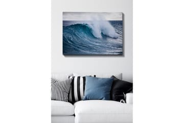 Lerretsbilde - Kraftig bølge som bryter mot overflaten - Turkis / Mørk blå / Hvit - Innredning - Bilder & kunst - Lerretsbilder