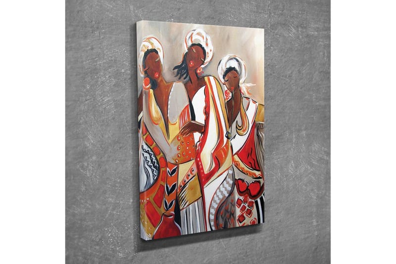 Lerretsbilde - Kvinner i fargerike tradisjonelle klær - Rød / Beige / Svart - Innredning - Bilder & kunst - Lerretsbilder