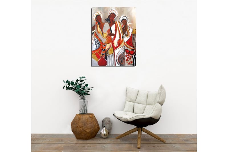 Lerretsbilde - Kvinner i fargerike tradisjonelle klær - Rød / Beige / Svart - Innredning - Bilder & kunst - Lerretsbilder