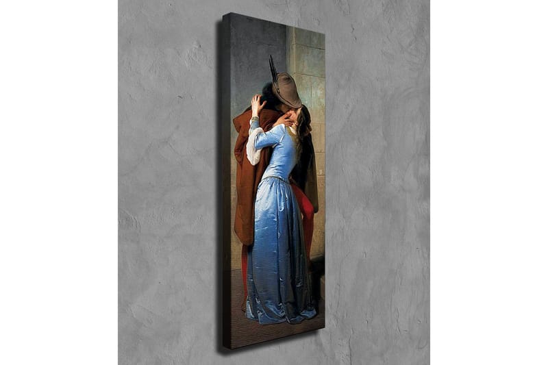 Lerretsbilde - Lidenskapelig møte mellom to elskere - Blå / Brun / Rød - Innredning - Bilder & kunst - Lerretsbilder