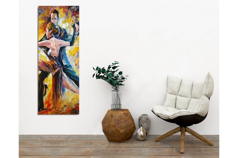 Lerretsbilde - Lidenskapelig tango mellom to dansere - Rød / Gul / Svart - Innredning - Bilder & kunst - Lerretsbilder
